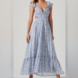 Astr Blue Floral Maxi Dress